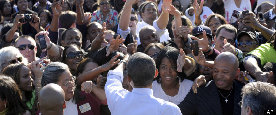 Obama campaigns to African Americans, an important voting bloc in swing states