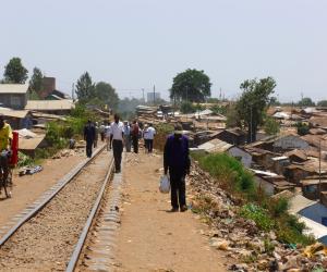 Railroad tracks cut through Kibera (Photo by Danya Hansberger)