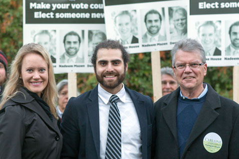 The "Clean Slate" candidates: Janneke House, Nadeem Mazen, and Dennis Carlone.